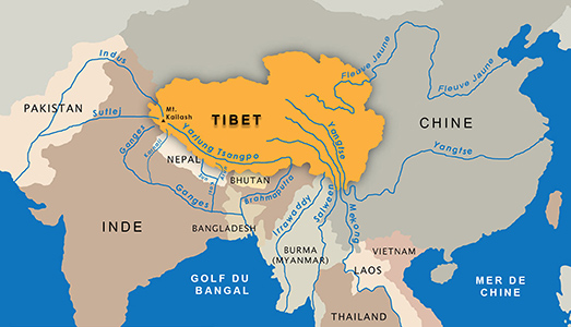Le plateau Tibétain, ou nombres de fleuves d'Asie prennent source